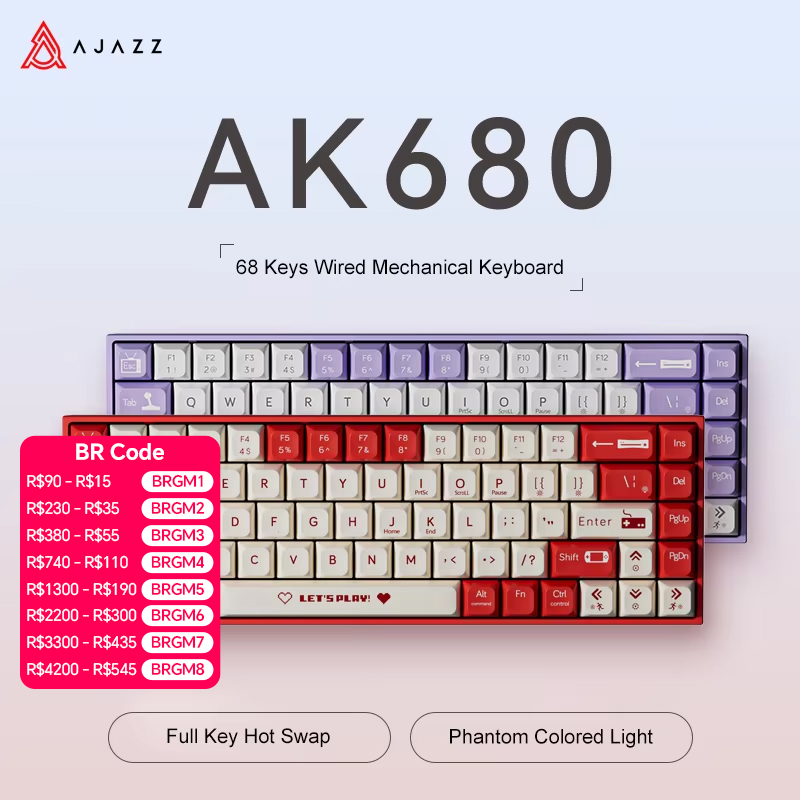 Gaming Keyboard Blue Switches - AJAZZ AK680 65% Przewodowa Klawiatura Mechaniczna