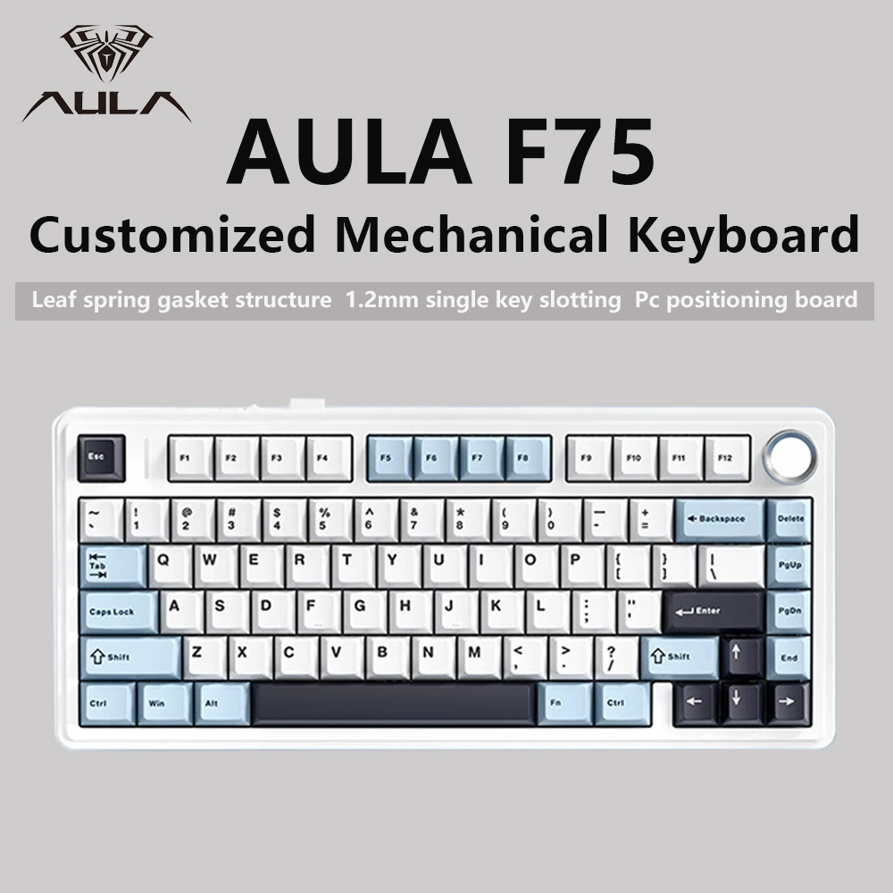 Gaming Keyboard Blue Switches - AULA F75 2.4G bezprzewodowy/Bluetooth/przewodowy mechaniczna klawiatura