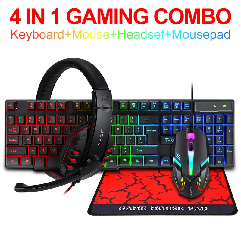 Gaming Keyboard Mouse Set - Zestaw akcesoriów dla graczy T-WOLF Game